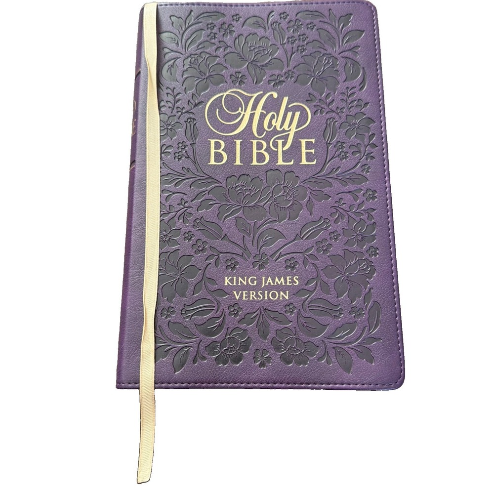 KJV Bible Giant Print 14 Point Purple Thumb Index Embossed Leather Feel
